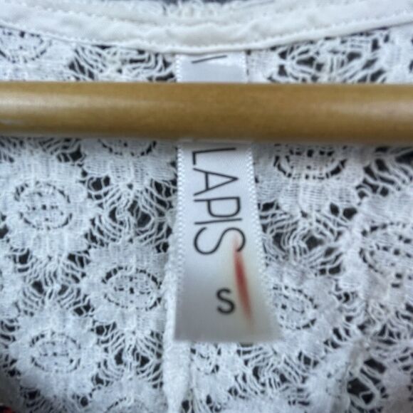 Lapis Blouse Womens Small Boho Cropped Lace Oversized Crochet Lightweight Hippie - Picture 4 of 8